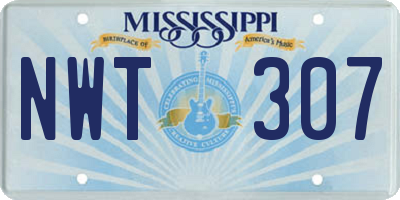 MS license plate NWT307