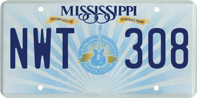 MS license plate NWT308