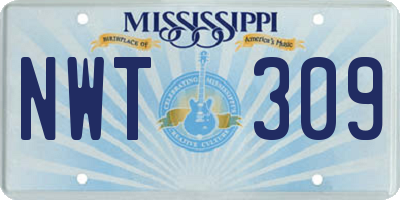 MS license plate NWT309