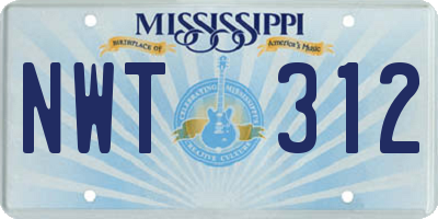 MS license plate NWT312