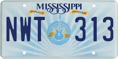 MS license plate NWT313