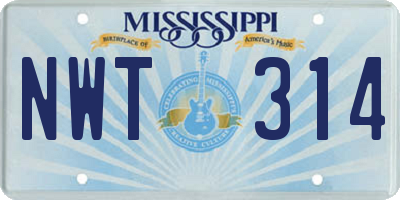 MS license plate NWT314