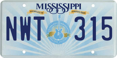 MS license plate NWT315
