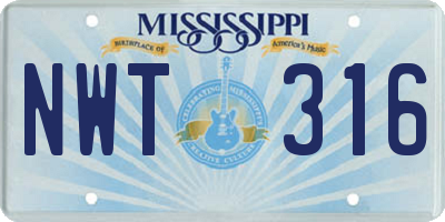 MS license plate NWT316