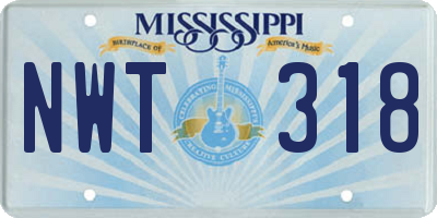 MS license plate NWT318