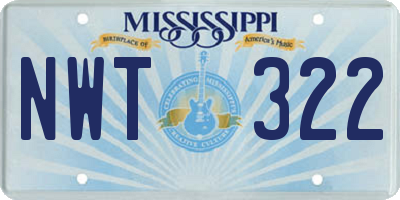 MS license plate NWT322