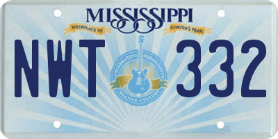MS license plate NWT332