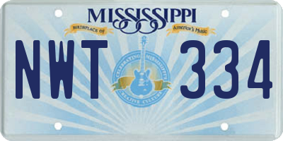 MS license plate NWT334