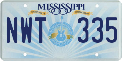 MS license plate NWT335