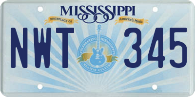 MS license plate NWT345