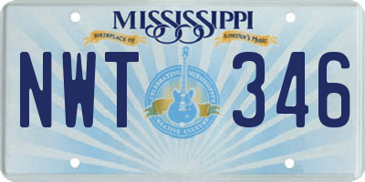 MS license plate NWT346