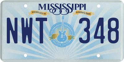 MS license plate NWT348