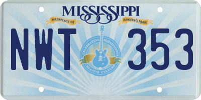 MS license plate NWT353