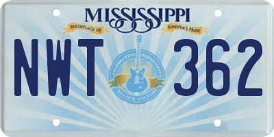 MS license plate NWT362