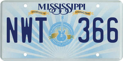 MS license plate NWT366
