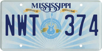 MS license plate NWT374