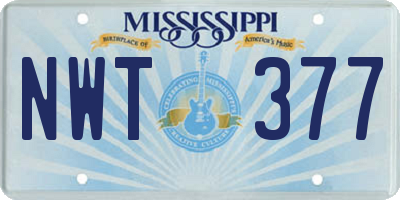 MS license plate NWT377