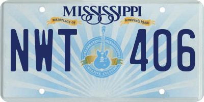 MS license plate NWT406