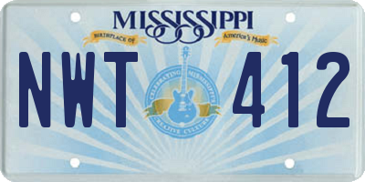 MS license plate NWT412