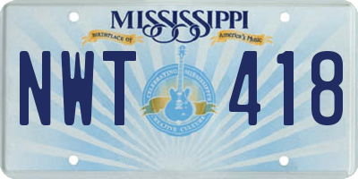 MS license plate NWT418