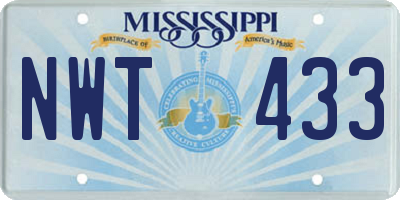 MS license plate NWT433