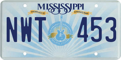 MS license plate NWT453
