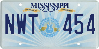 MS license plate NWT454