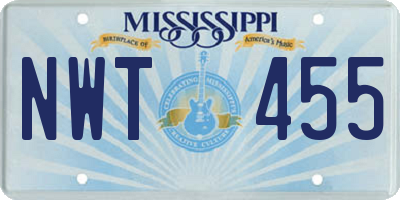 MS license plate NWT455