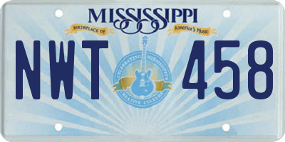 MS license plate NWT458