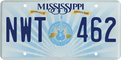 MS license plate NWT462