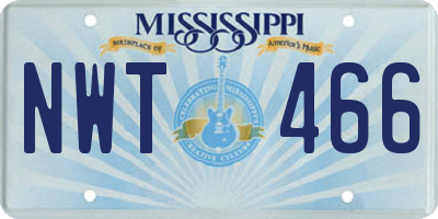 MS license plate NWT466
