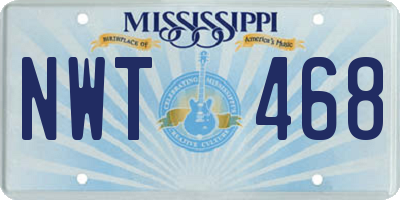 MS license plate NWT468