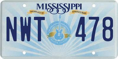 MS license plate NWT478