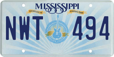 MS license plate NWT494