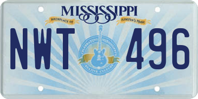 MS license plate NWT496