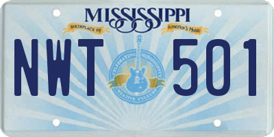 MS license plate NWT501