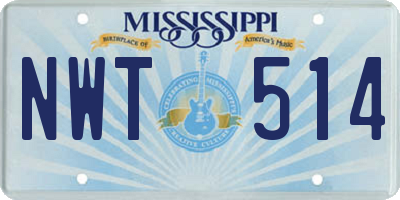 MS license plate NWT514