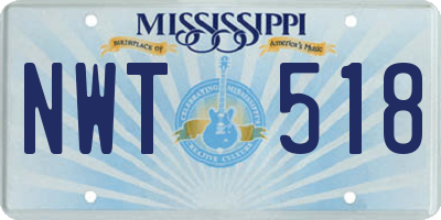MS license plate NWT518