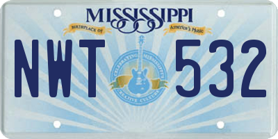 MS license plate NWT532