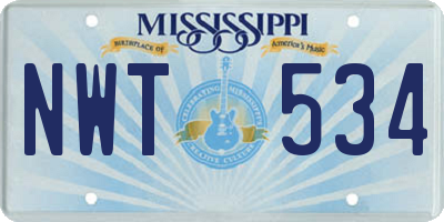MS license plate NWT534