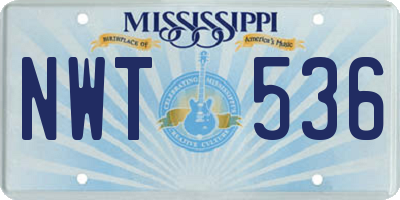 MS license plate NWT536