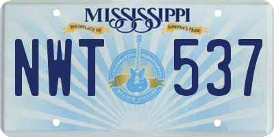 MS license plate NWT537