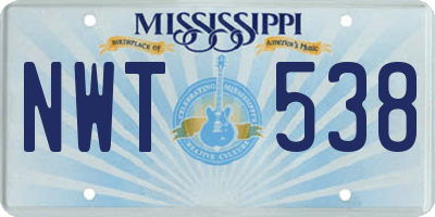 MS license plate NWT538
