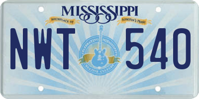 MS license plate NWT540