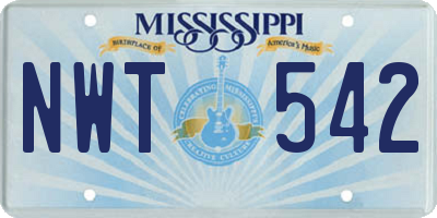 MS license plate NWT542