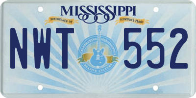 MS license plate NWT552