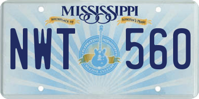 MS license plate NWT560