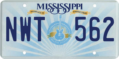 MS license plate NWT562