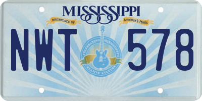 MS license plate NWT578