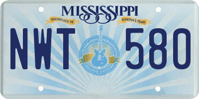 MS license plate NWT580